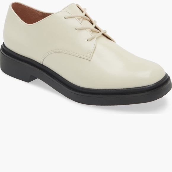 Cream Leather Oxford Loafers - Picture 1 of 7
